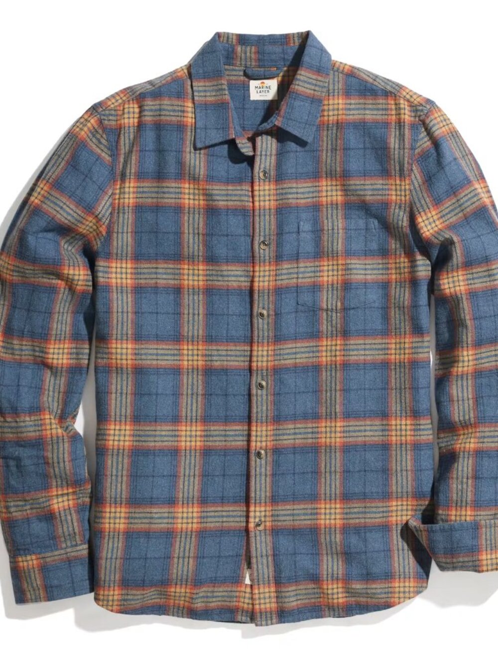 Marine Layer Balboa Flannel Warm Blue Plaid Men's Small Rrp $128
